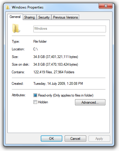 file explorer show folder size