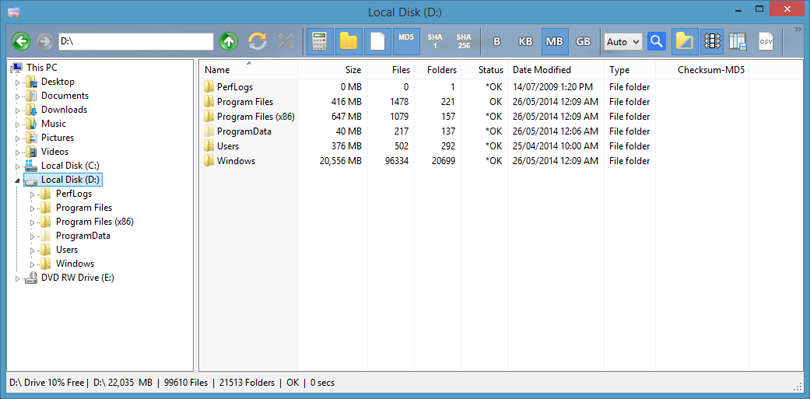 windows explorer show folder size