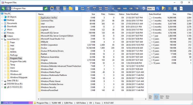 file folder size windows 10